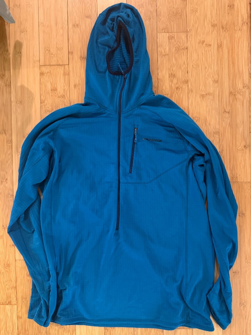 Patagonia R1 Fleece Hoody Men’s XXL Blue Technical Grid Fleece Pullover